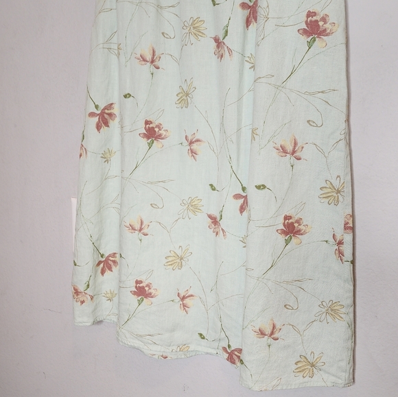 Coldwater Creek 100% linen Pull On floral maxi skirt pockets size small petite - Picture 14 of 14